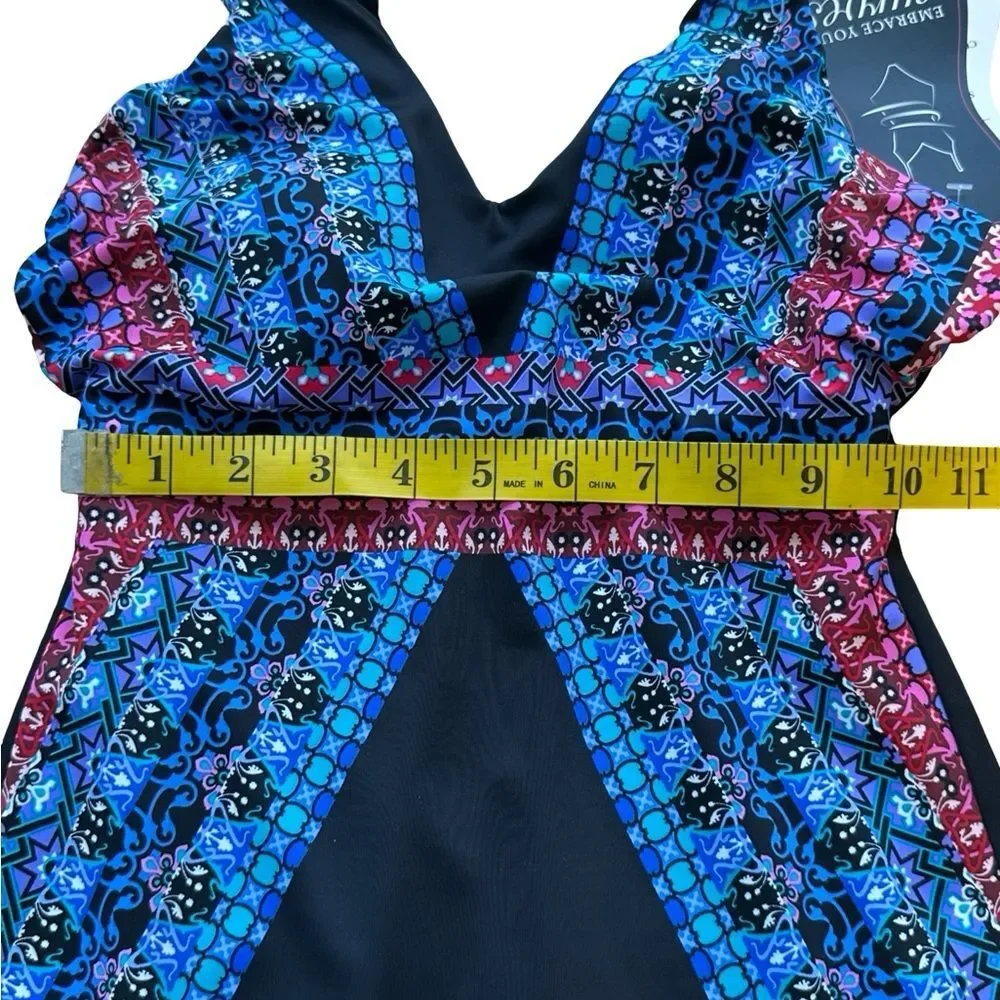 Miracle Brands Embrace Your Curves Georgia One Piece Swimsuit Size Small